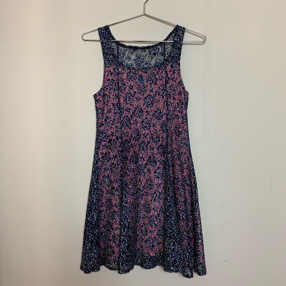 Women's Purple Floral Sleeveless Dress